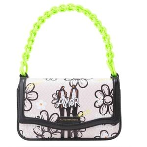 Floral Shoulder Bag - Black and Green
